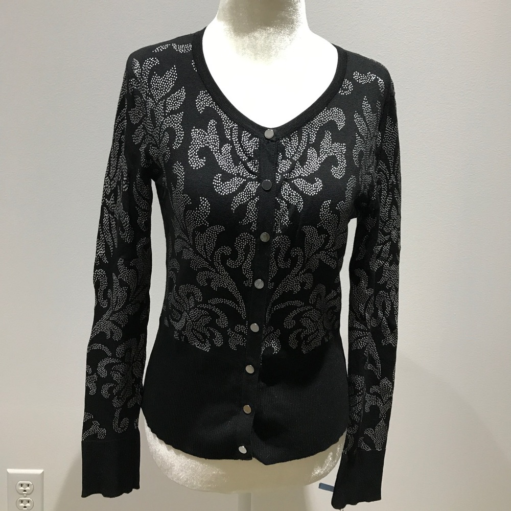 WHBM Black Cardigan with Silver Details